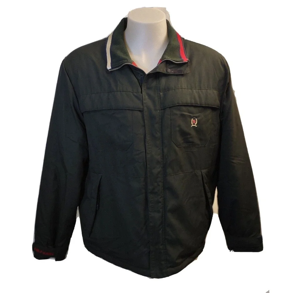 Tommy Hilfiger Jacket L Mens Size Large Vintage Coat Logo‎ RN 77806 Green